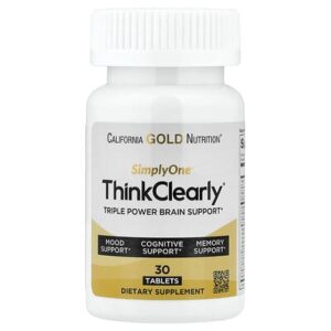 California Gold Nutrition, SimplyOne®, Think Clearly, добавка для поддержки мозга с L-теанином, L-фенилаланином и L-глютамином, 30 таблеток