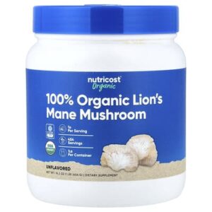 Nutricost, органический гриб ежовик гребенчатый, без добавок, 454 г (1 фунт)