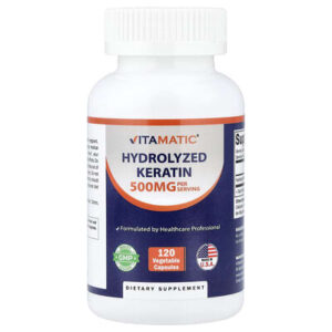 Vitamatic, гидролизованный кератин, 120 растительных капсул (250 мг в 1 капсуле)