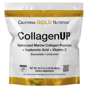 California Gold Nutrition, CollagenUP®, гидролизованные пептиды морского коллагена с гиалуроновой кислотой и витамином C, с нейтральным вкусом, 464 г