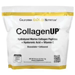 California Gold Nutrition, CollagenUP®, гидролизованные пептиды морского коллагена с гиалуроновой кислотой и витамином C, с нейтральным вкусом, 1 кг (2,2 фунта)