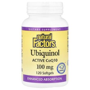 Natural Factors, Убихинол, QH-активный коэнзим Q10, 100 мг, 120 желатиновых капсул