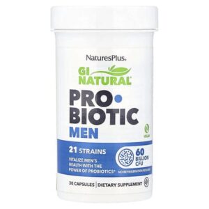NaturesPlus, GI Natural, пробиотик для мужчин, 30 капсул