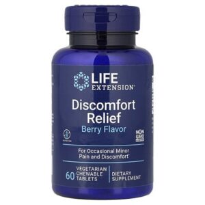 Life Extension, средство для облегчения дискомфорта, с ягодным вкусом, 60 вегетарианских жевательных таблеток