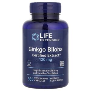 Life Extension, гинкго билоба, 120 мг, 365 вегетарианских капсул