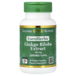 California Gold Nutrition, EuroHerbs™, экстракт гинкго билоба, качество Euromed, 120 мг, 60 растительных капсул