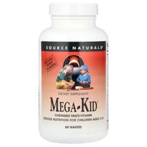 Source Naturals, Mega-Kid™ жевательные мультивитамины для детей 2–10 лет, натуральные ягоды, 60 вафель