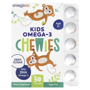 OmegaVia, Жевательные таблетки с омега-3 для детей, от 3 лет, натуральные фрукты