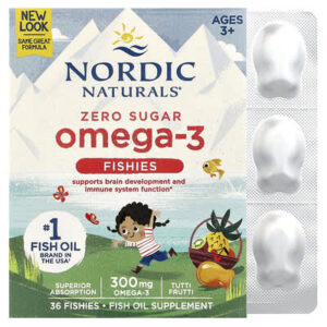 Nordic Naturals, рыбки с омега-3, без сахара, для детей от 3 лет, тутти фрутти, 300 мг, 36 рыбок