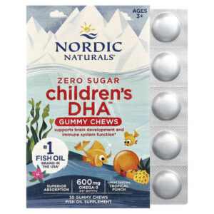 Nordic Naturals, DHA™, жевательные таблетки для детей, от 3 лет, тропический пунш