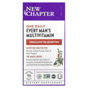 New Chapter, Every Man's One Daily Multi, мультивитаминная добавка из цельных продуктов для мужчин, 96 вегетарианских таблеток